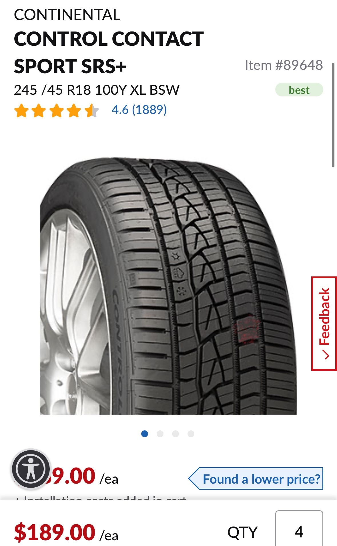 Tires- 245/45/18 (All Season)