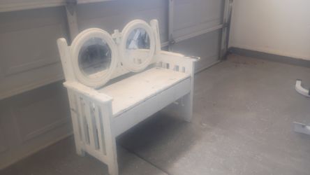 vintage oak storage bench(solid wood) circa 1950s