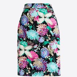 J.Crew Floral Watercolor Impressionist Pencil Skirt Size 8