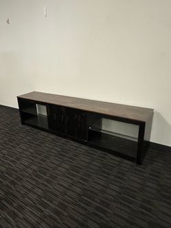 Low Profile TV Stand with Glass Shelves