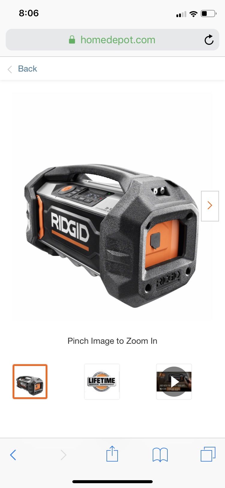 Ridgid Charging Radio 18v