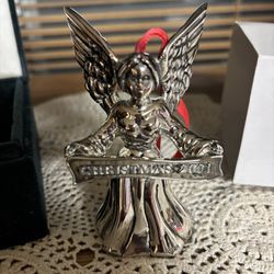 Silver Treasures by Godinger angel bell Christmas 2001  3.75” Silver plate 