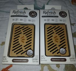 Refresh 2 Pack Car Air Freshner Clips Teakwood Cabin