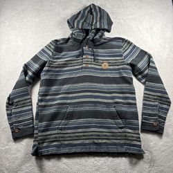 VISSLA Long Sleeve Descanso Hooded Popover Men’s L Striped Henley Hoodie #3261