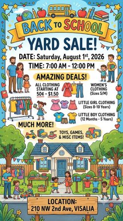 YARD SALE $$ SATURDAY AUG 1st