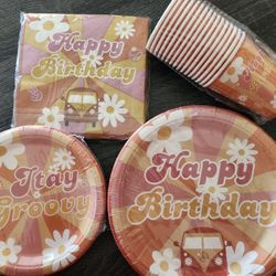 Hippie stay groovy birthday supplies $6
