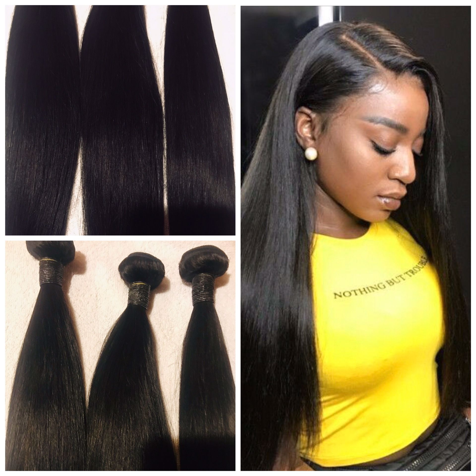 Beautiful straight bundles 18”20”22” with 16” free part closure.