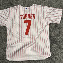 XLarge Trea Turner Phillies Jersey, White W/ Pinstripe. Get It Today! 