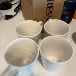 Set Of 4 White Mugs