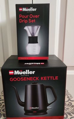 Mueller Black Gooseneck Kettle & Pour Over Drip Set - Black