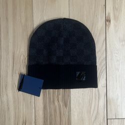 Black Checkered Wool Beanie
