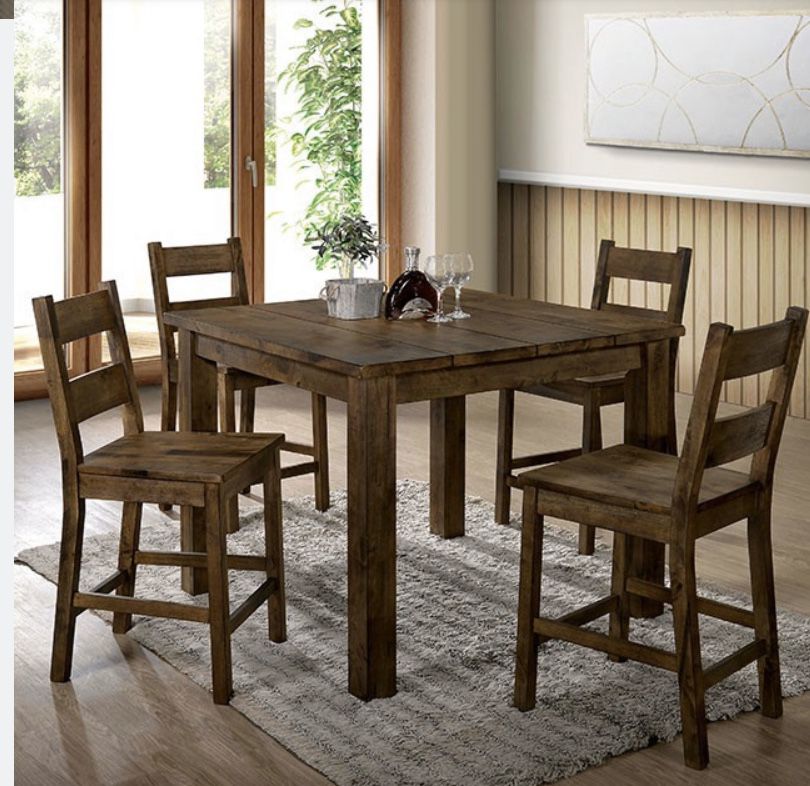 Rustic counter height dining set