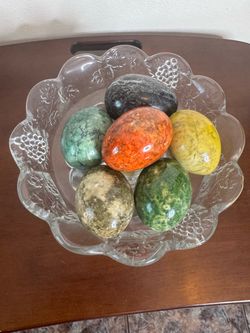 Vintage Marble Polished Decorative Eggs