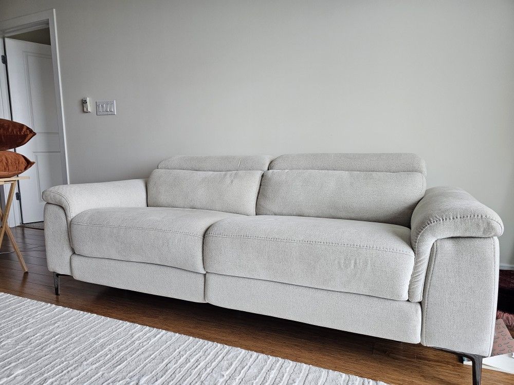 Beige Dual Power Reclining sofa • power swivel recliner