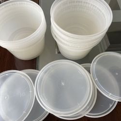 Lot Of 10 Storage Containers With Tight Lids - Food Grade - Plastic Clear - Microwaveable