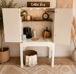 GORGEOUS Vintage Coffee Wine Bar Display Cabinet BOHO CHIC
