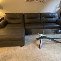 Faux Leather Sofa With Chaise 