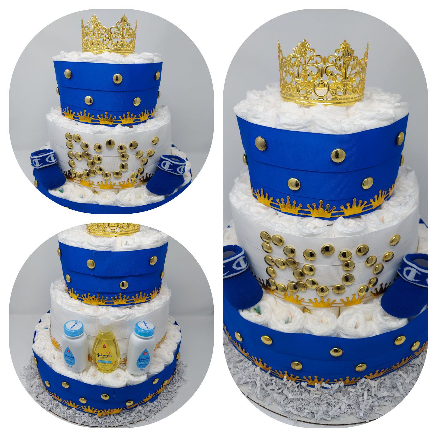 Royal blue diaper cake