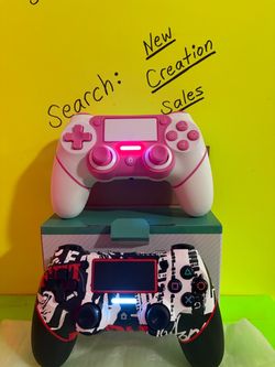 NEW 2 PACK Wireless Controllers for PS4 PlayStation 4 Slim Pro PC Pink White & Red White Black Custom Design Gamepads Touchpad Dual Analog Sticks