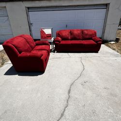 Red Suede Sofa Couch 
