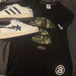 Adidas Bape Superstars And A Bape Shirt 