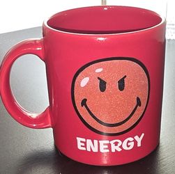 Vintage Waechtersbach Germany Red Ceramic Mug Coffee Cup Smileyworld Energy Glitter Design