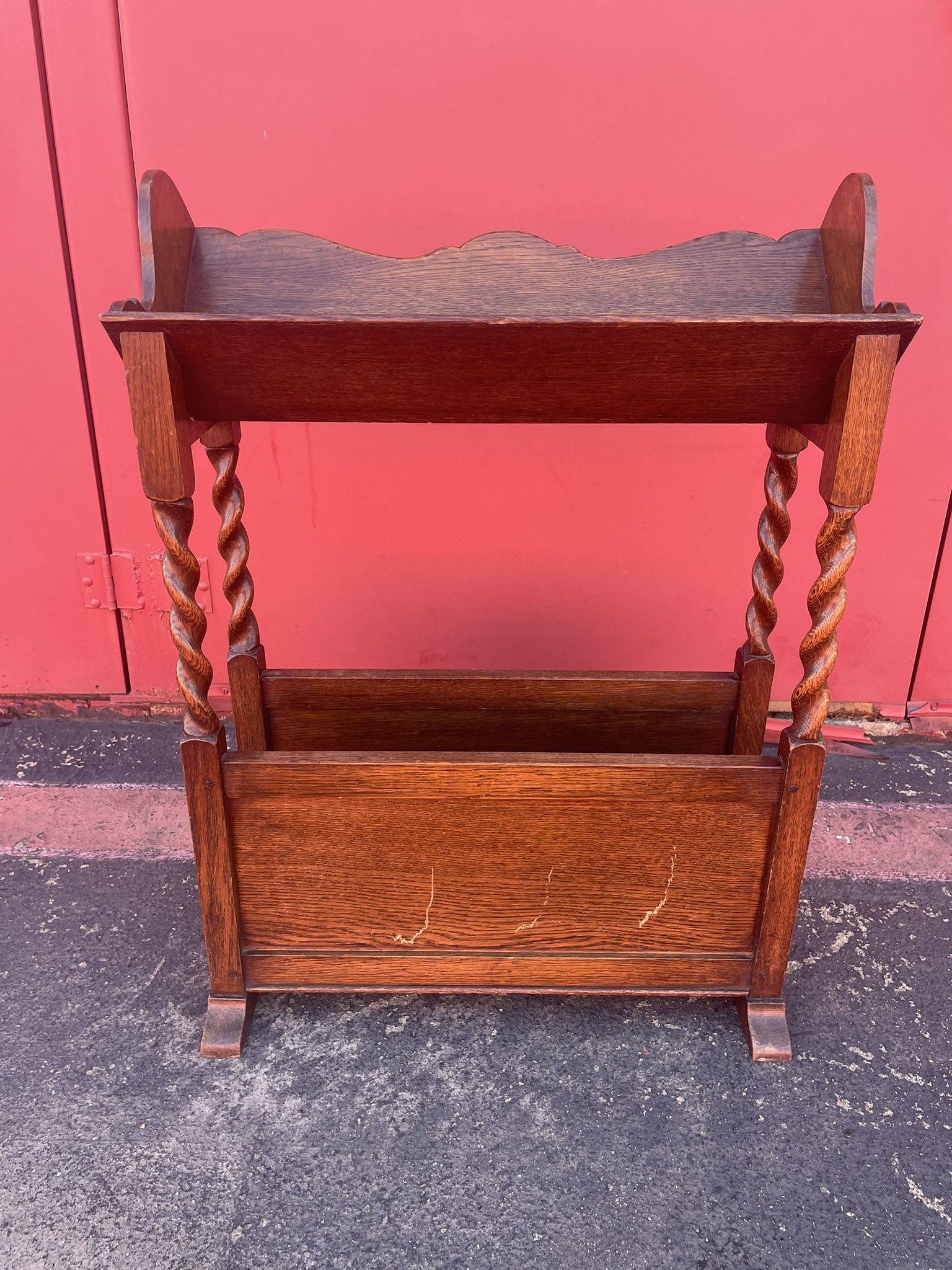 Old wood magazine book holder stand