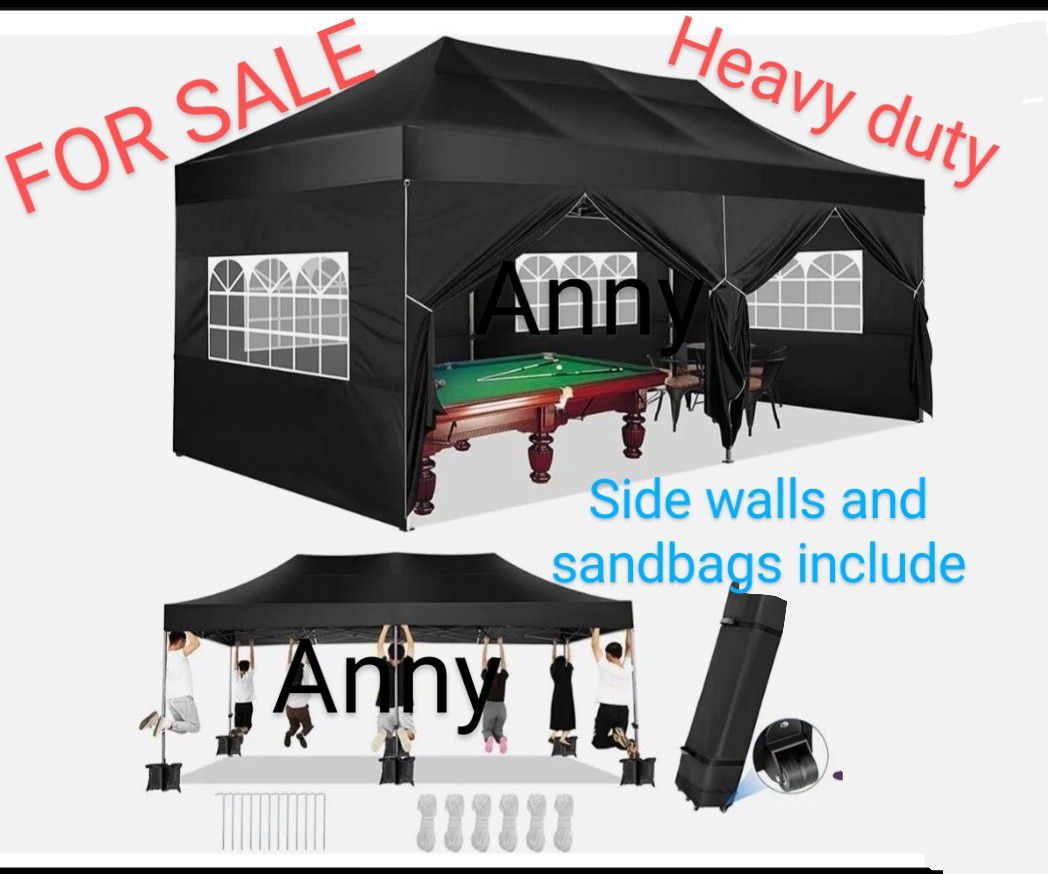 10x20  Pop up Canopy Tent with 6 sidewalls Easy Up Commercial Outdoor Canopy HEAVY DUTY Wedding Party Tents for Parties,