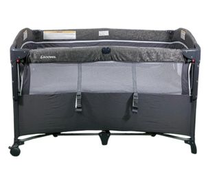 Adovel Portable Bedside Baby Crib Bassinet Pack and Play with 3 Adjustable Levels, Side C Zipper, Locking Wheels and Comfortable Padded Mat & Sheet