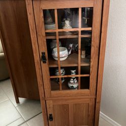 Wood Cabinet with Matching Smaller Cabinet