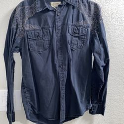 Small Blue Embroidered Long Sleeve Shirt