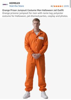 Orange Jail Jumpsuit Costume with Name Tag (Brand New)