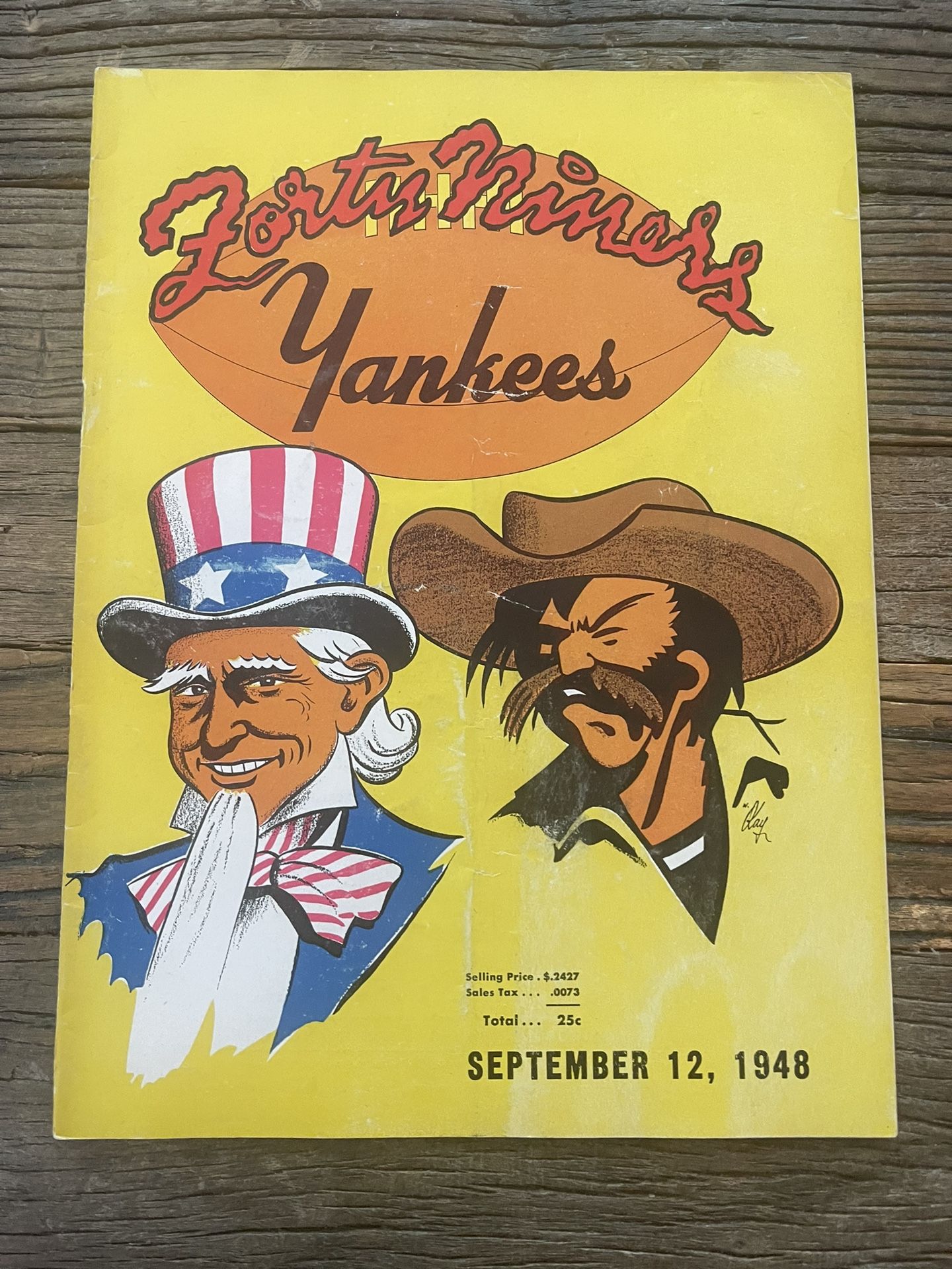 Forty Niners vs Yankees Program September 12, 1948
