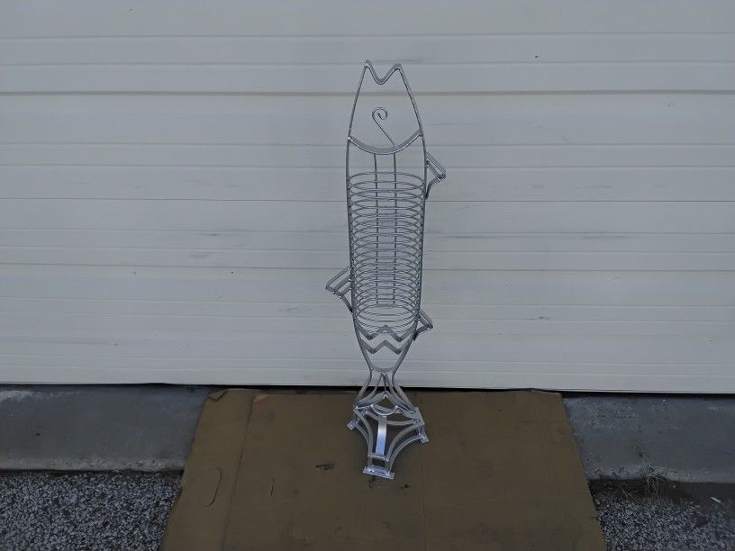 Nice Silver (FISH) CD Holder Man Cave Art Very Clean Like New. 