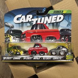 CarTuned 1:64 Lowriders Series 3 Muscle Madness 3 Pack 2025 – 1969 Chevrolet Camaro, 1964 Chevrolet Impala, 1963 Chevrolet Corvette