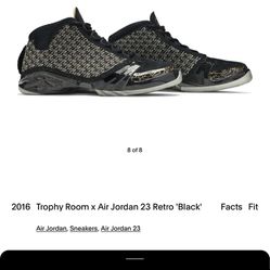 Jordan 23 Retro x Trophy Room Black 2016 for Sale