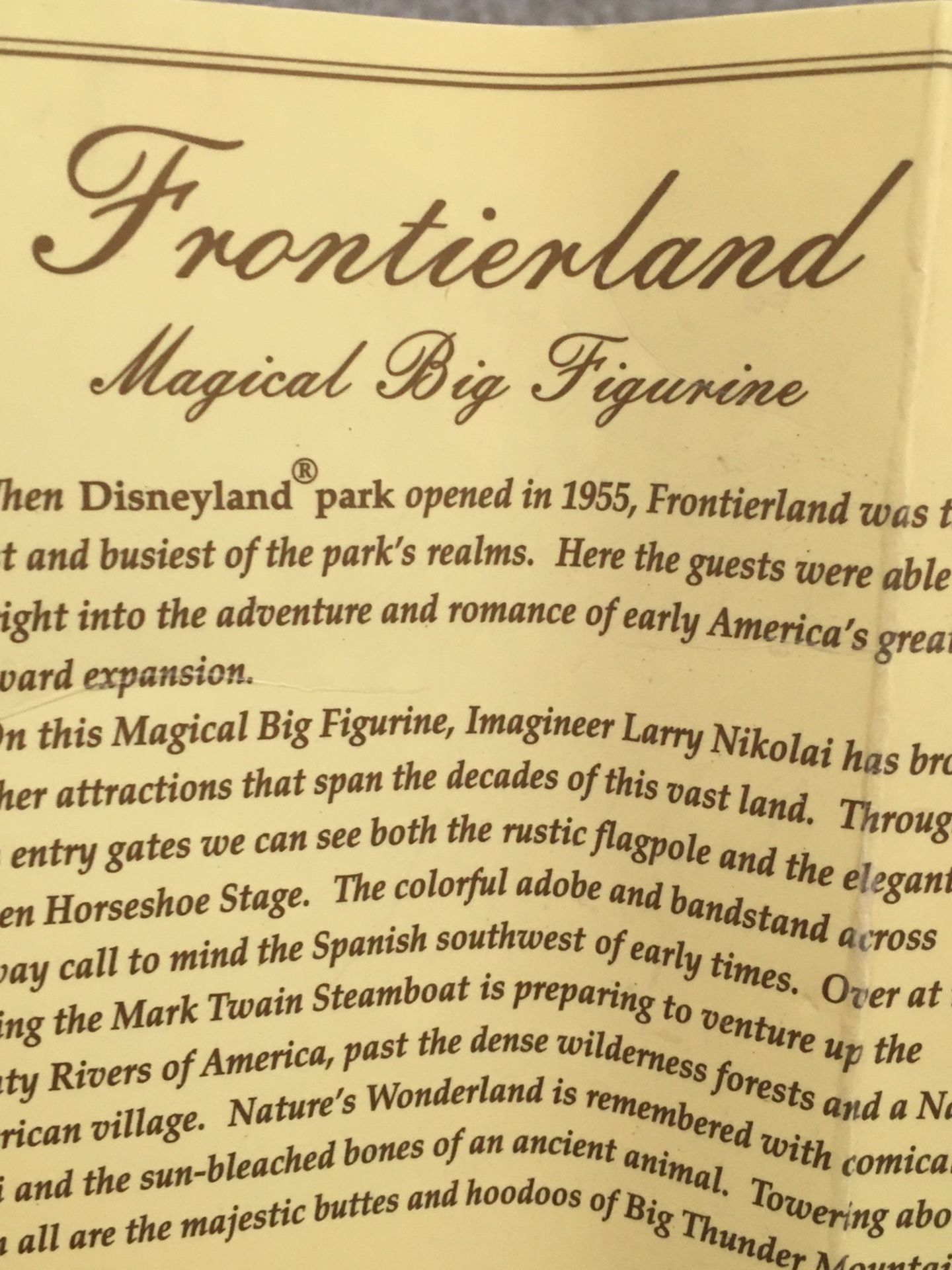 Disney Frontierland Magical Big Figurine OBO