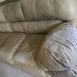 Tan Leather Couch Living Room Set LARGE