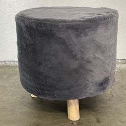 Grey Fur Dress Stool