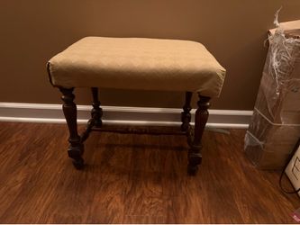 Antique Stools, One all Wood & One with Cushioned Top