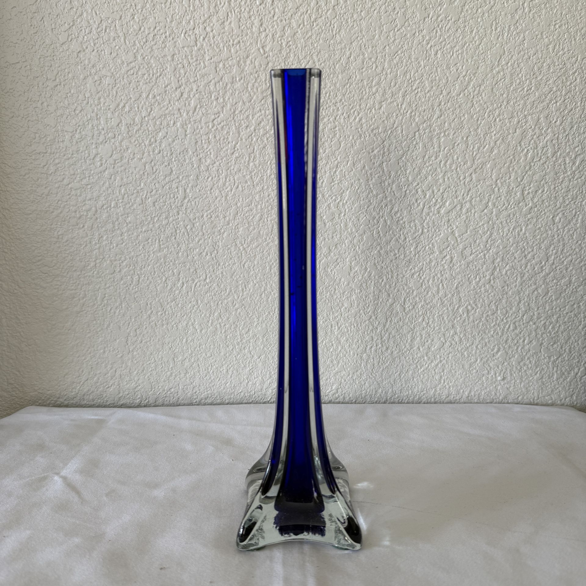 Cobalt Blue Murano Style Vase, 12”tall