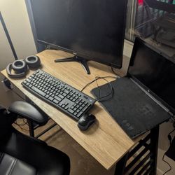 Modern Wood Desk + Office Chair – Great Condition