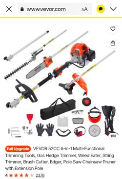 VEVOR 52CC 6-in-1 Multi-Tool Gas Trimmer Set