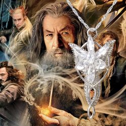 Lord of The Ring Hobbit Pendant Necklace Arwen Evenstar Necklacewith Cubic Zirconia,Elvish Jewelry for Women