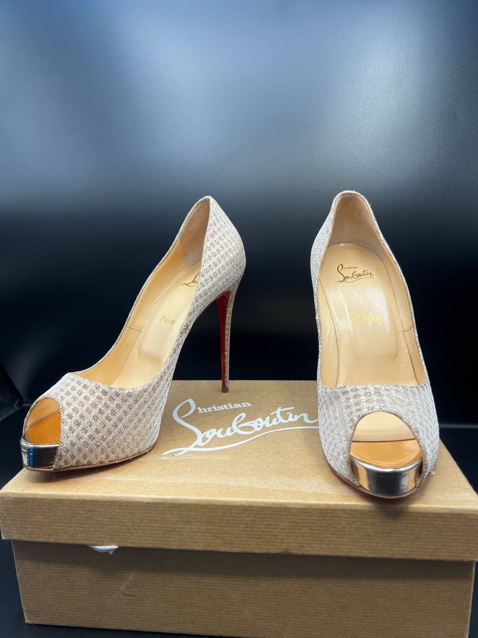 Christian Louboutin New Very Prive 120 Quadro Lurex 39.5 size
