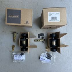 Schlage Bowery- Greyson Matte Black Exterior Keyed Entry Door Knob