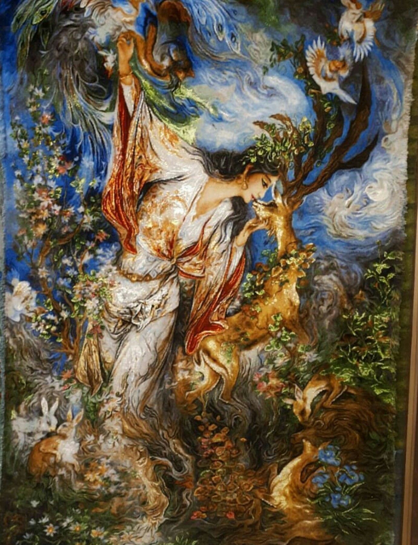 Framed carpet persian silk ,hand made