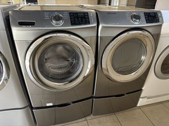 USED SAMSUNG WASHER & DRYER SET WITH PEDESTAL