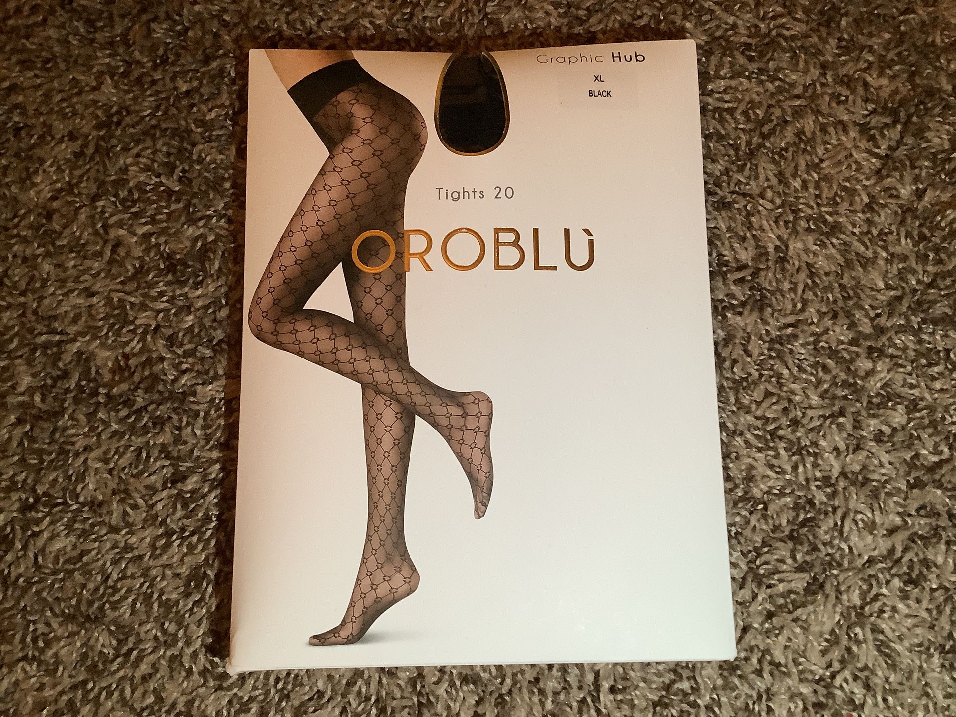 Oroblu graphic hub sheer to waist tights, 20 denier, color black, size: XL