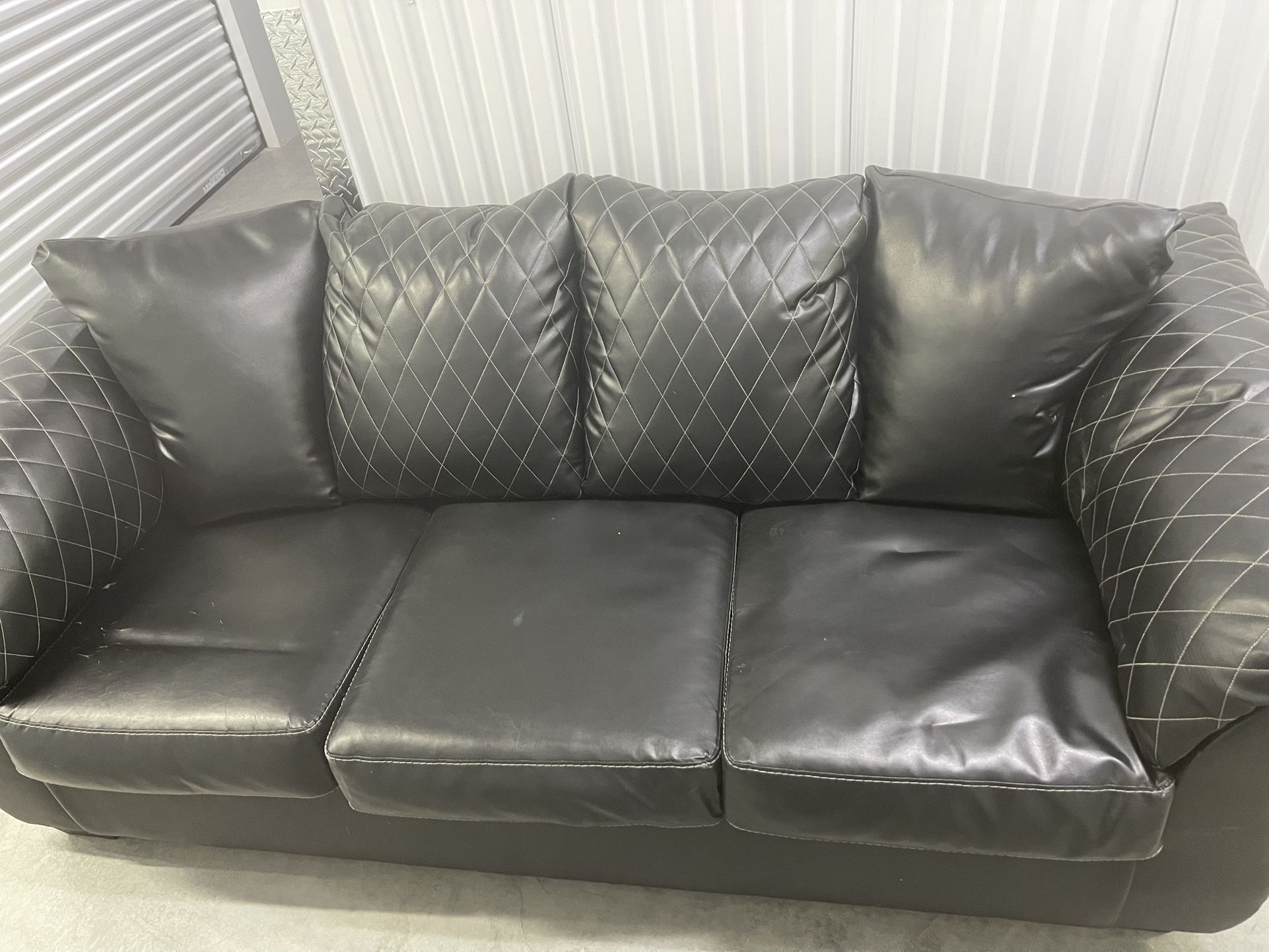 Black Faux Leather Couch